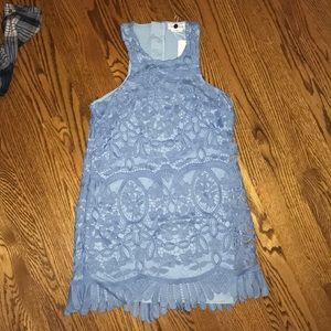 Light Blue, Lace, Short Dress